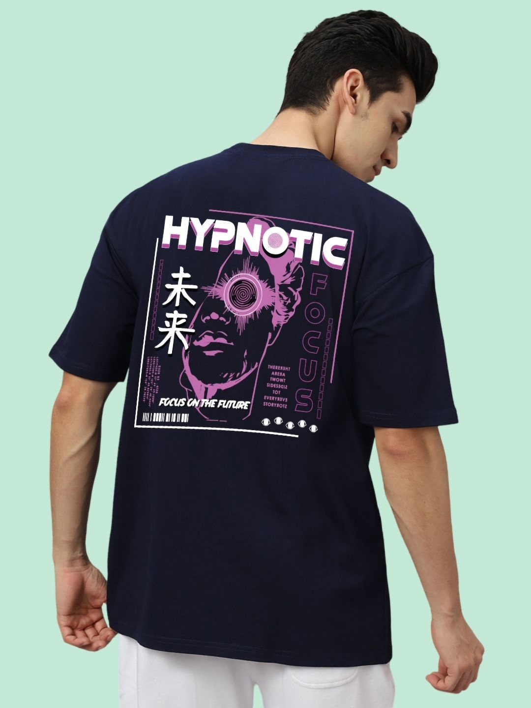 

Wear Your Opinion Men Graphic Printed Round Neck Cotton Oversized T-shirt, Navy blue