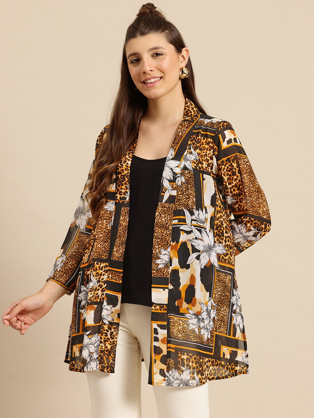 

Qurvii Women Printed Georgette Shrug, Multi