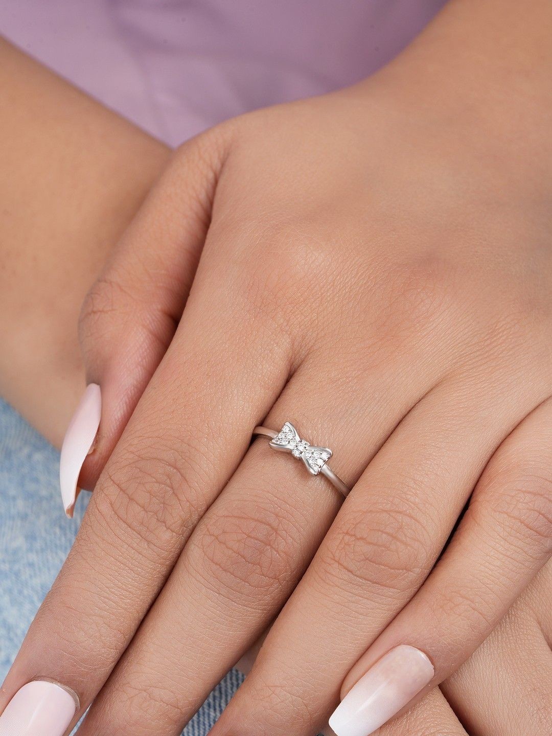 

Zavya Sparkling Bloom Rhodium Plated 925 Sterling Silver Cubic Zirconia Studded Ring