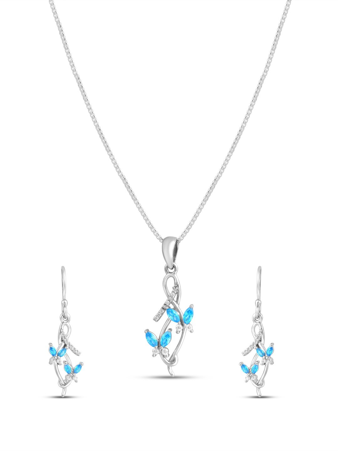 

Zavya Shimmering 925 Sterling Silver Trail Rhodium Plated CZ-Studded Jewellery Set