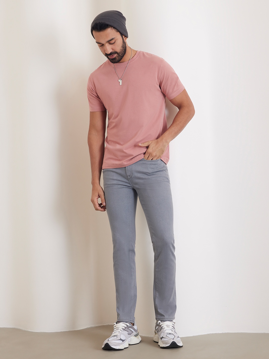 

Bombay Shirt Company Men Solid Round Neck T-shirt, Peach