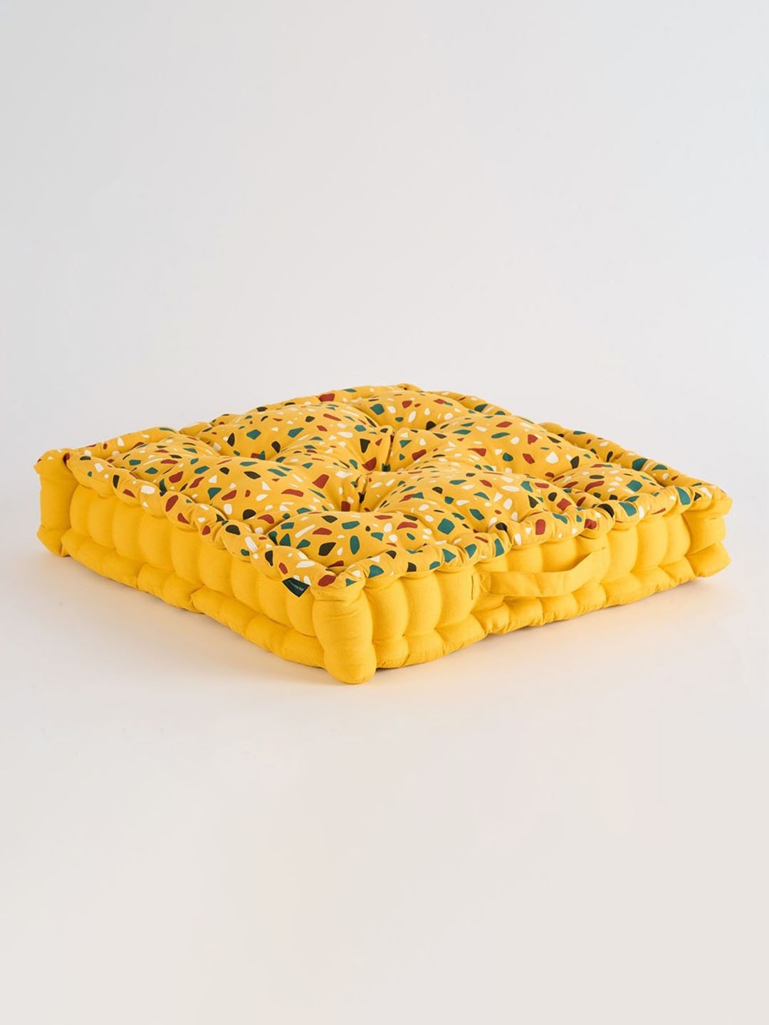 

SKANDA FAB Yellow & White Printed Pure Cotton Floor Cushions