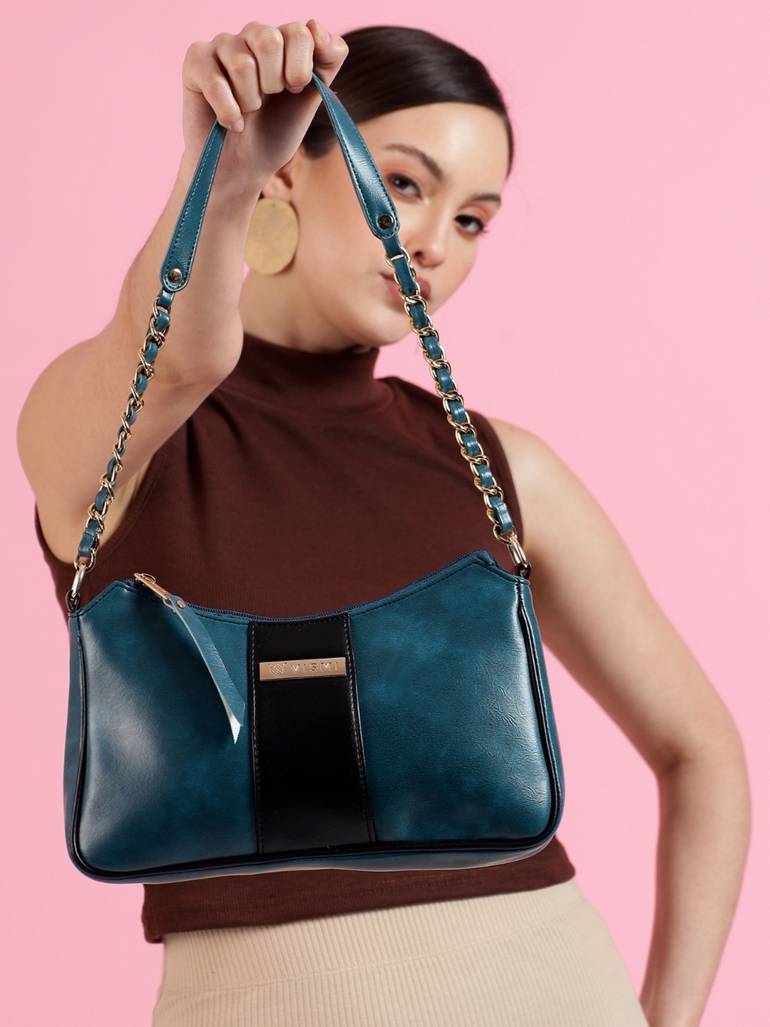 

VISMIINTREND Timeless Glam Women Shoulder Bag with Detachable & Adjustable Crossbody Strap, Blue
