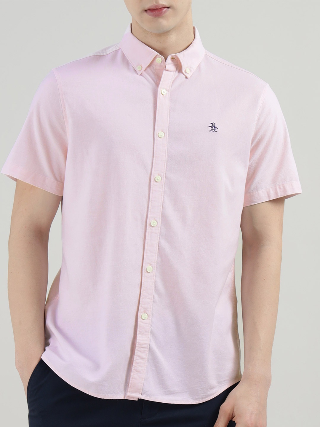 

Original Penguin Men Button-Down Collar Solid Cotton Casual Shirt, Pink