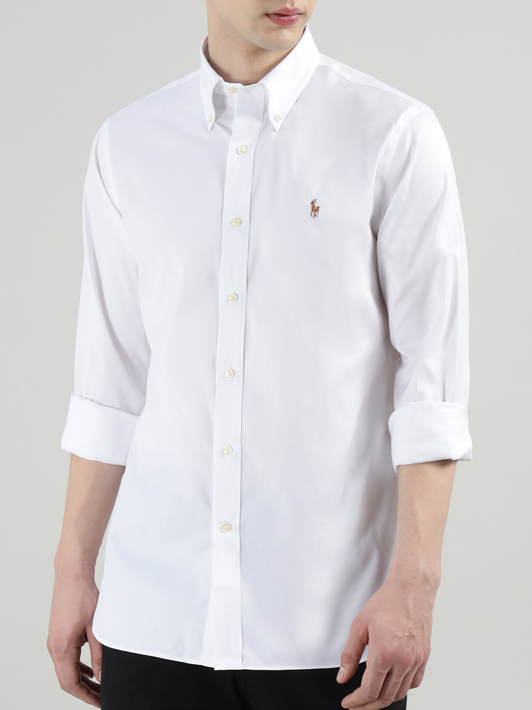 

Polo Ralph Lauren Men Button-Down Collar Solid Cotton Formal Shirt, White