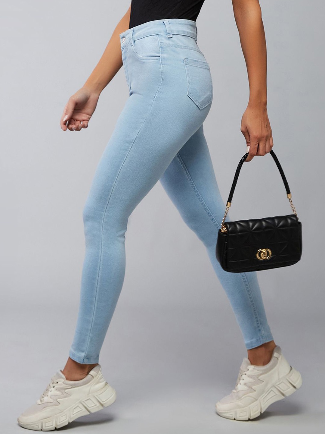 

DOLCE CRUDO Women Skinny Fit High-Rise Stretchable Jeans, Blue