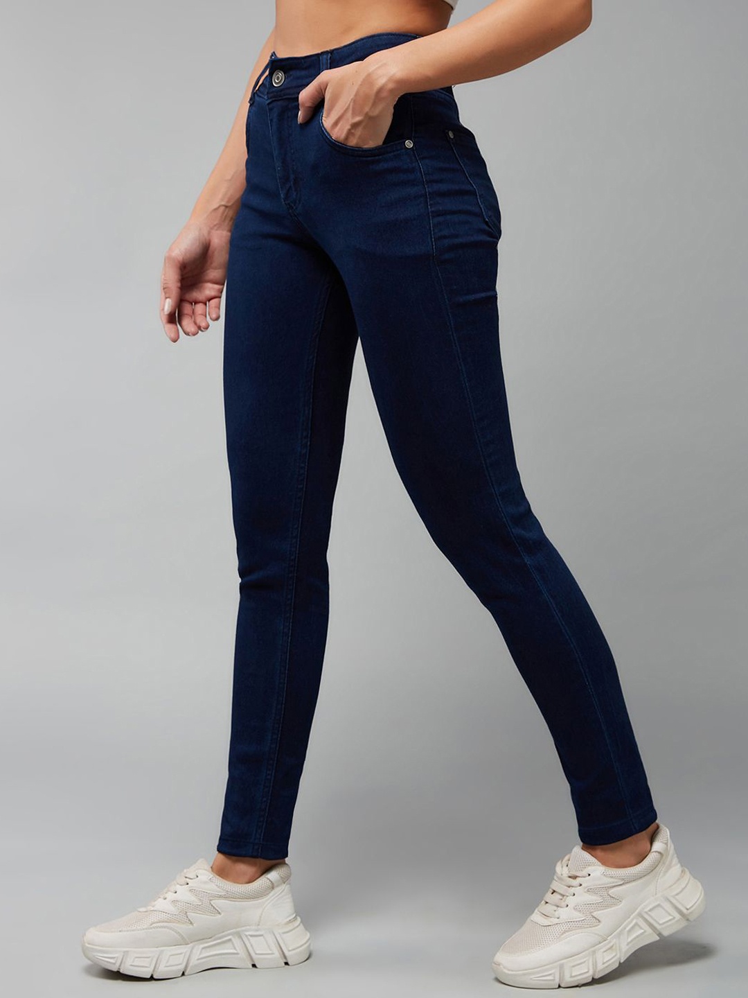 

DOLCE CRUDO Women Skinny Fit Stretchable Jeans, Navy blue