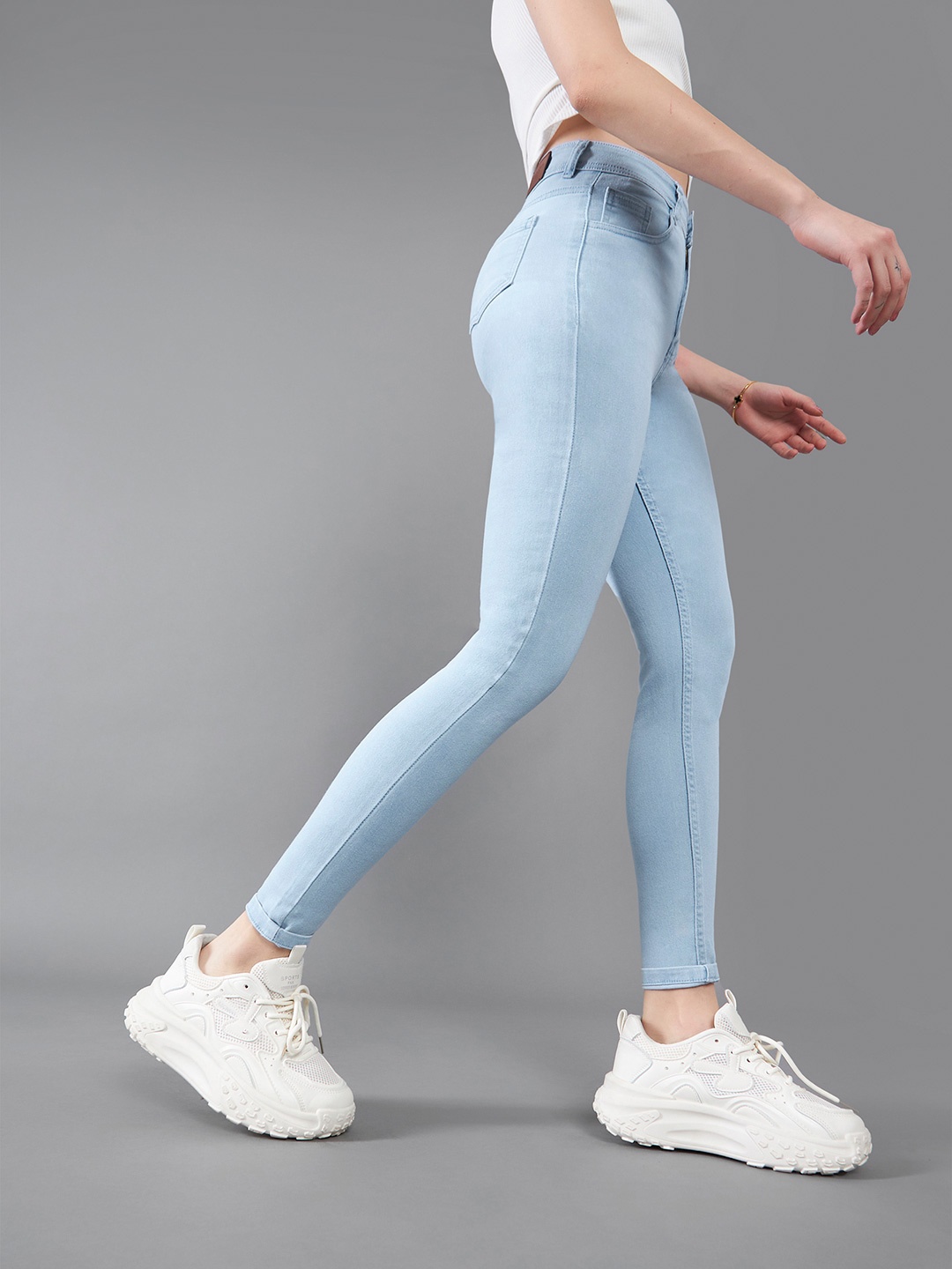 

DOLCE CRUDO Women Skinny Fit High-Rise Stretchable Jeans, Blue