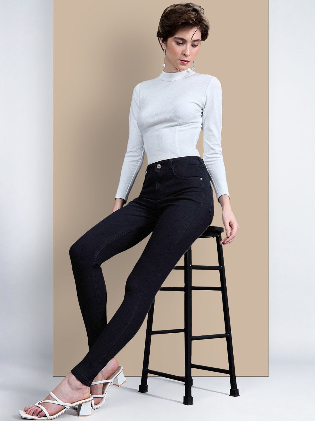 

Chemistry Women High-Rise Stretchable Skinny Fit Jeans, Black