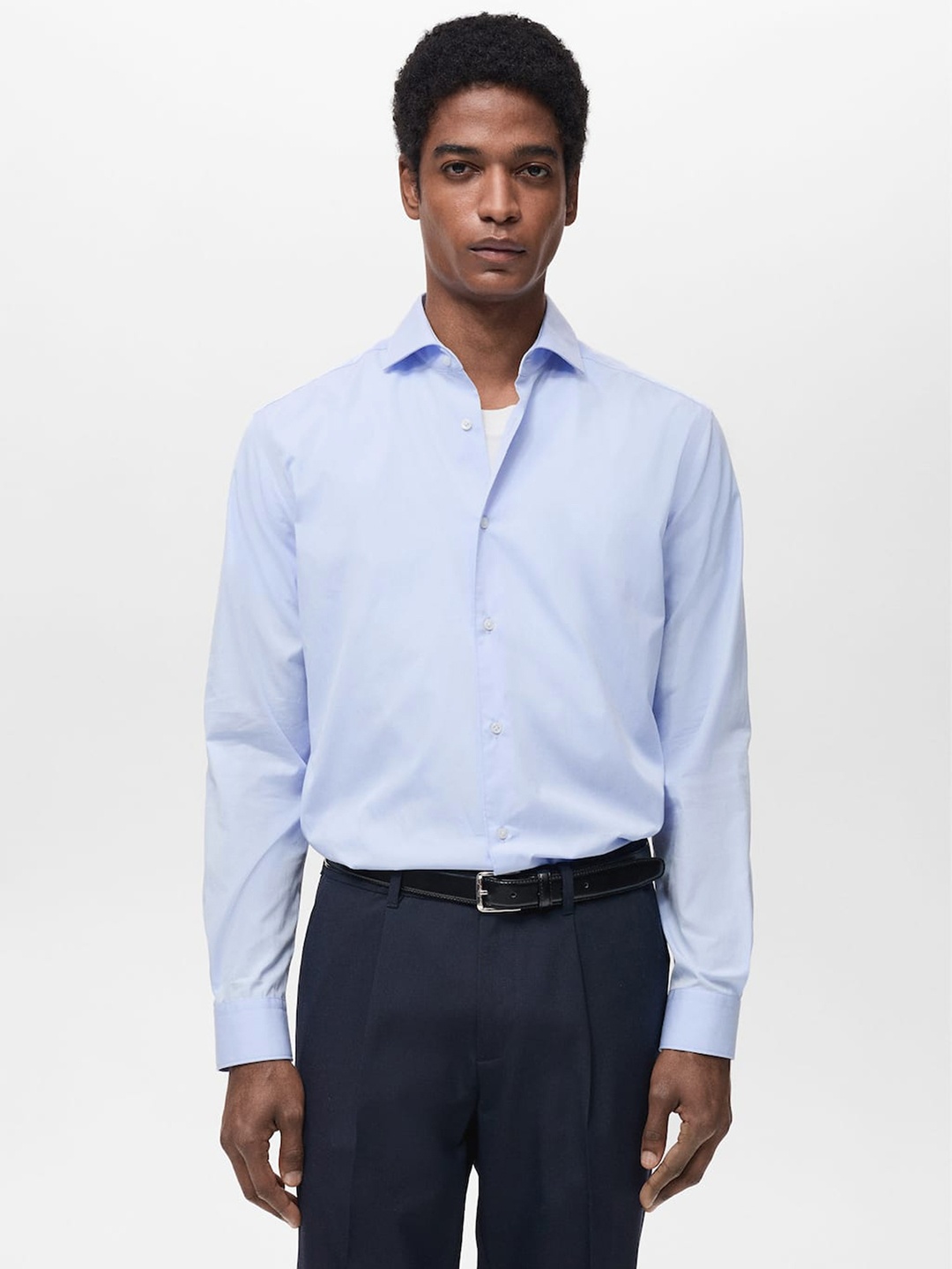 

MANGO MAN Pure Cotton Formal Shirt, Blue