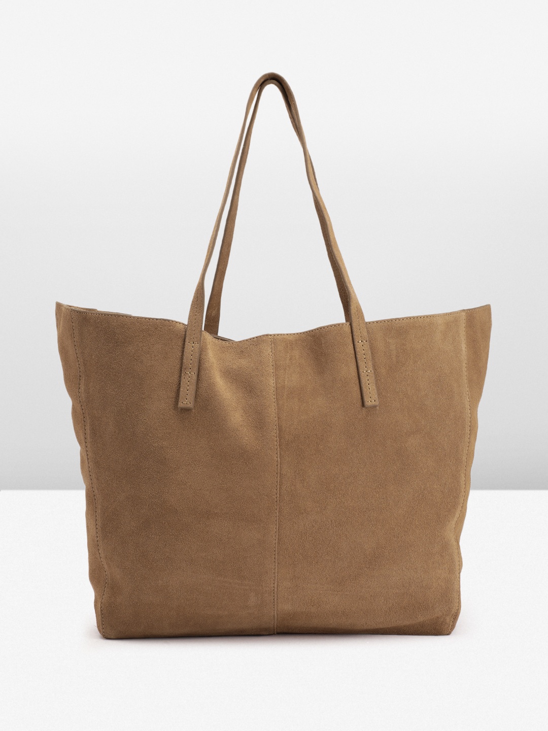 

MANGO Leather Shopper Bag With Suede Finish, Brown