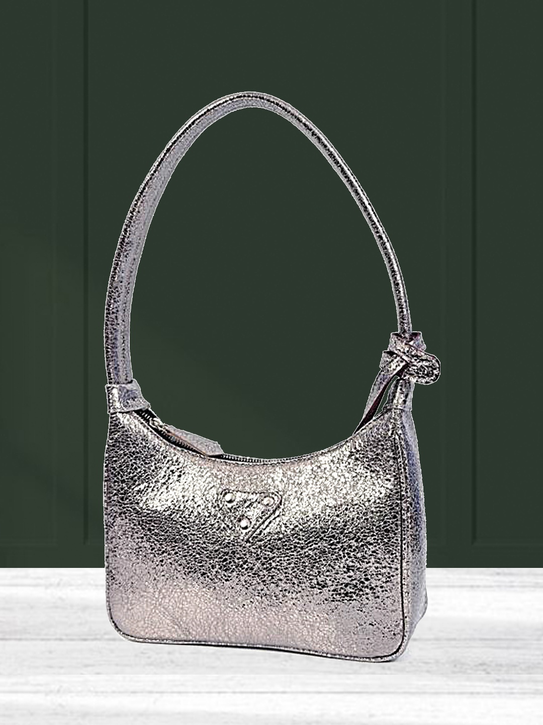 

VASKA Leather Sling Bag, Silver