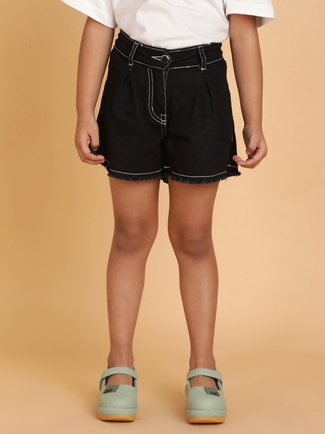 

TALES & STORIES Girls Outdoor Denim Shorts, Black