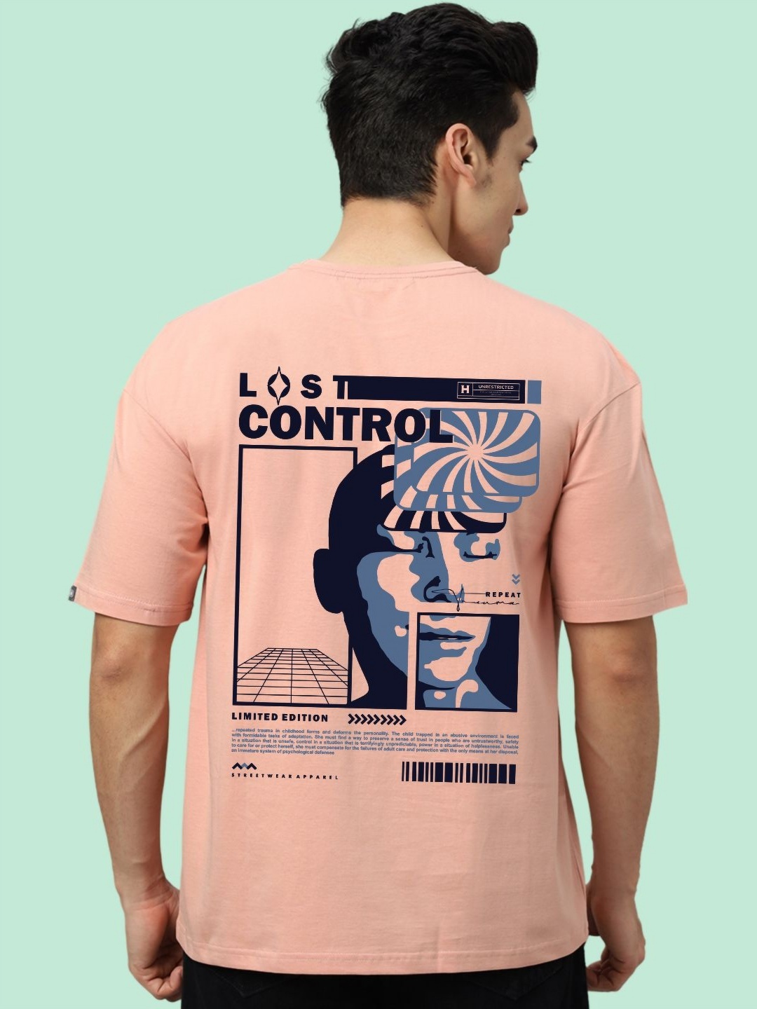 

Wear Your Opinion Men Graphic Printed Round Neck Cotton Oversized T-shirt, Peach