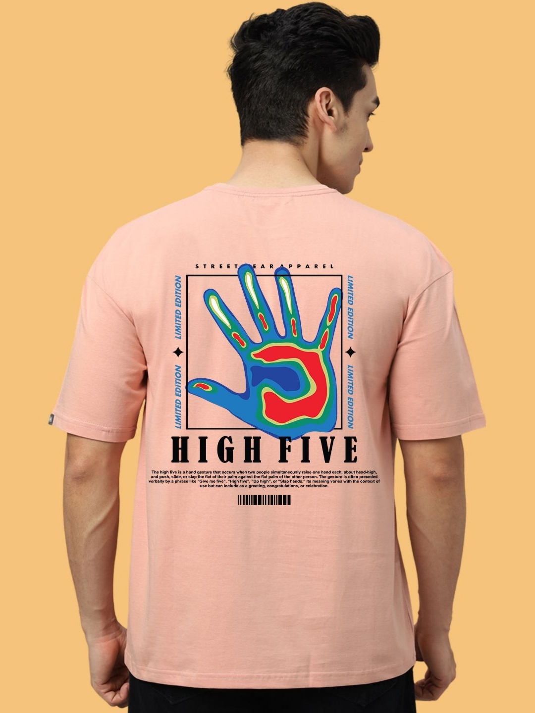 

Wear Your Opinion Men Graphic Printed Round Neck Cotton Oversized T-shirt, Peach