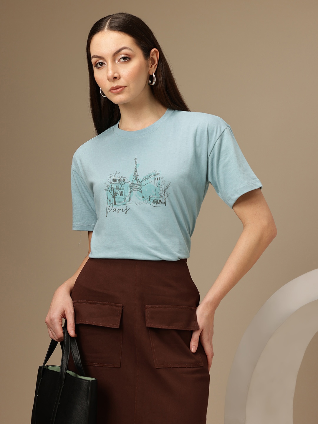 

Chemistry Graphic Printed Drop-Shoulder Sleeves T-shirt, Turquoise blue
