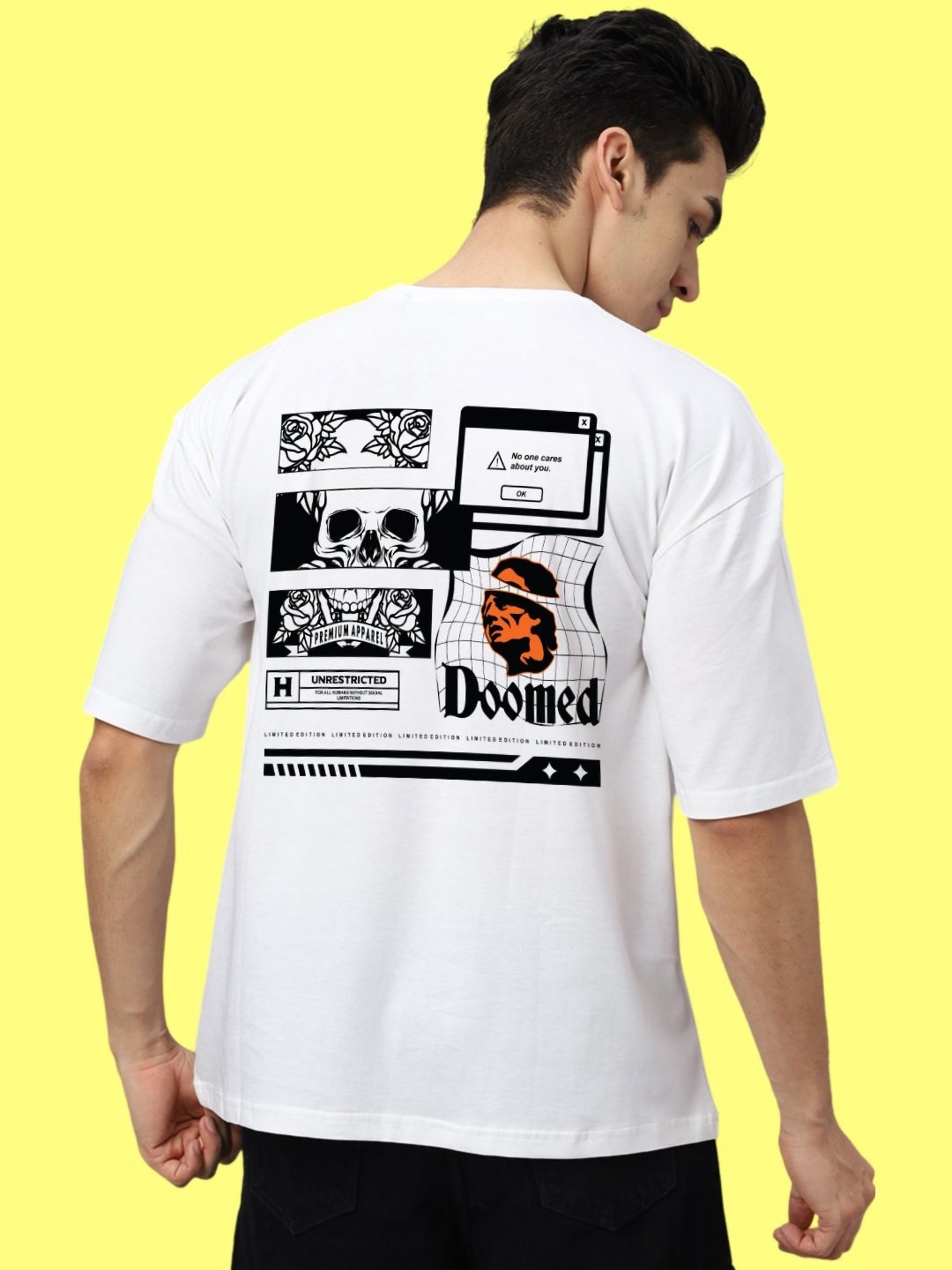 

Wear Your Opinion Men Graphic Printed Round Neck Cotton Oversized T-shirt, White
