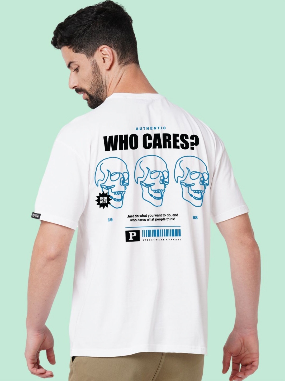 

Wear Your Opinion Men Graphic Printed Round Neck Cotton Oversized T-shirt, White