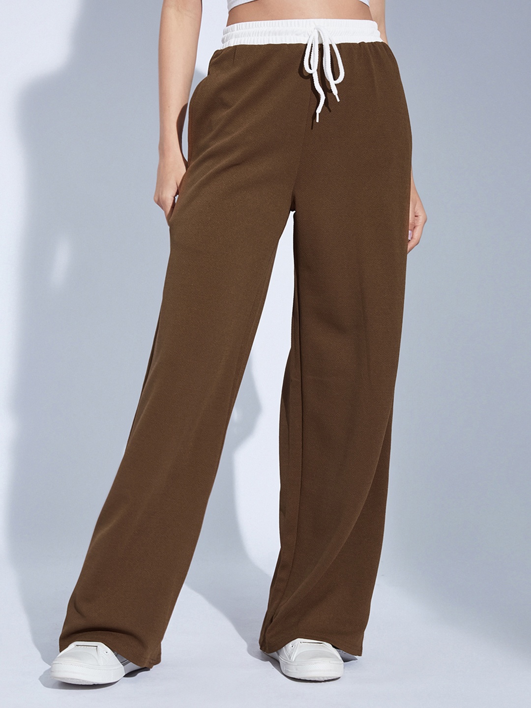 

Selvia Women Easy Wash Pleated Trousers, Brown