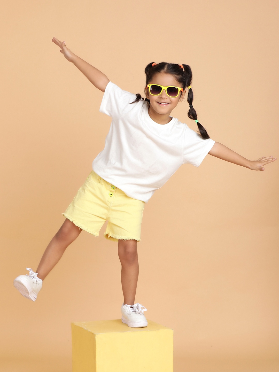 

TALES & STORIES Girls Washed Outdoor Shorts, Yellow