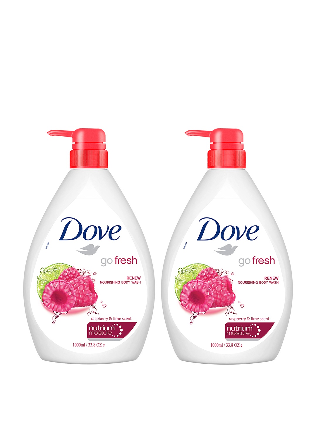 

Dove Set of 2 Go Fresh Renew Nourishing Body Wash with Raspberry & Lime - 1L each, White