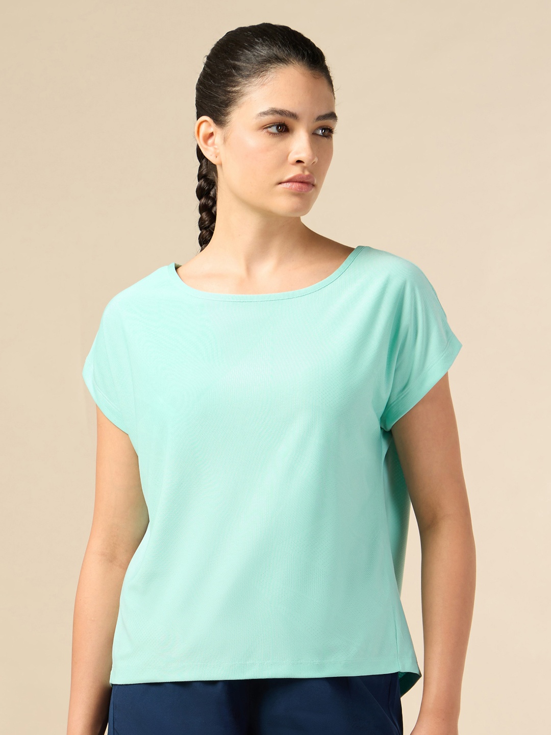 

CULT Women Moisture Wicking Solid Round Neck T-shirt, Sea green
