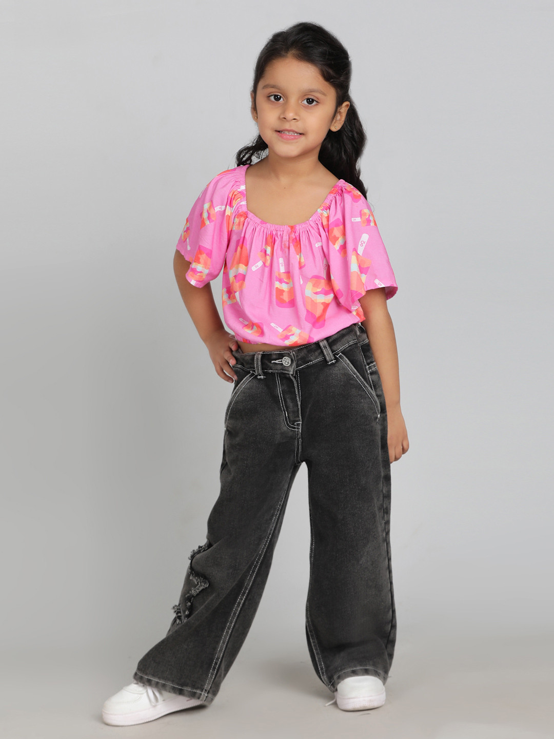 

TALES & STORIES Print Crop Top, Pink