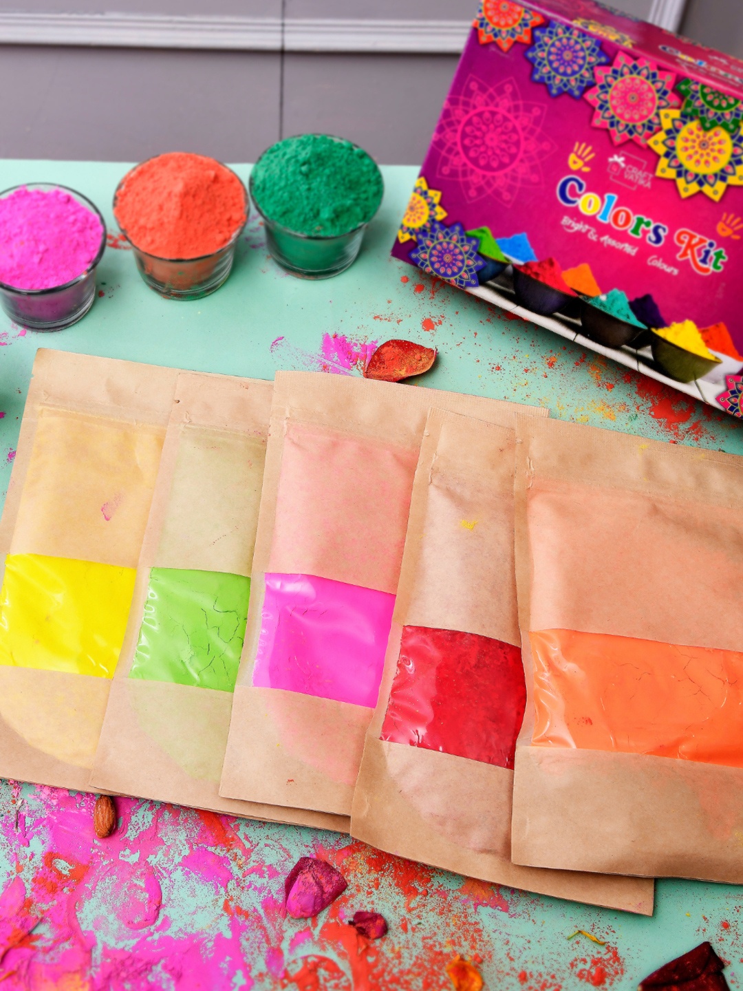 

CraftVatika multicolour 5 Pieces Eco Friendly Holi Colors, Yellow