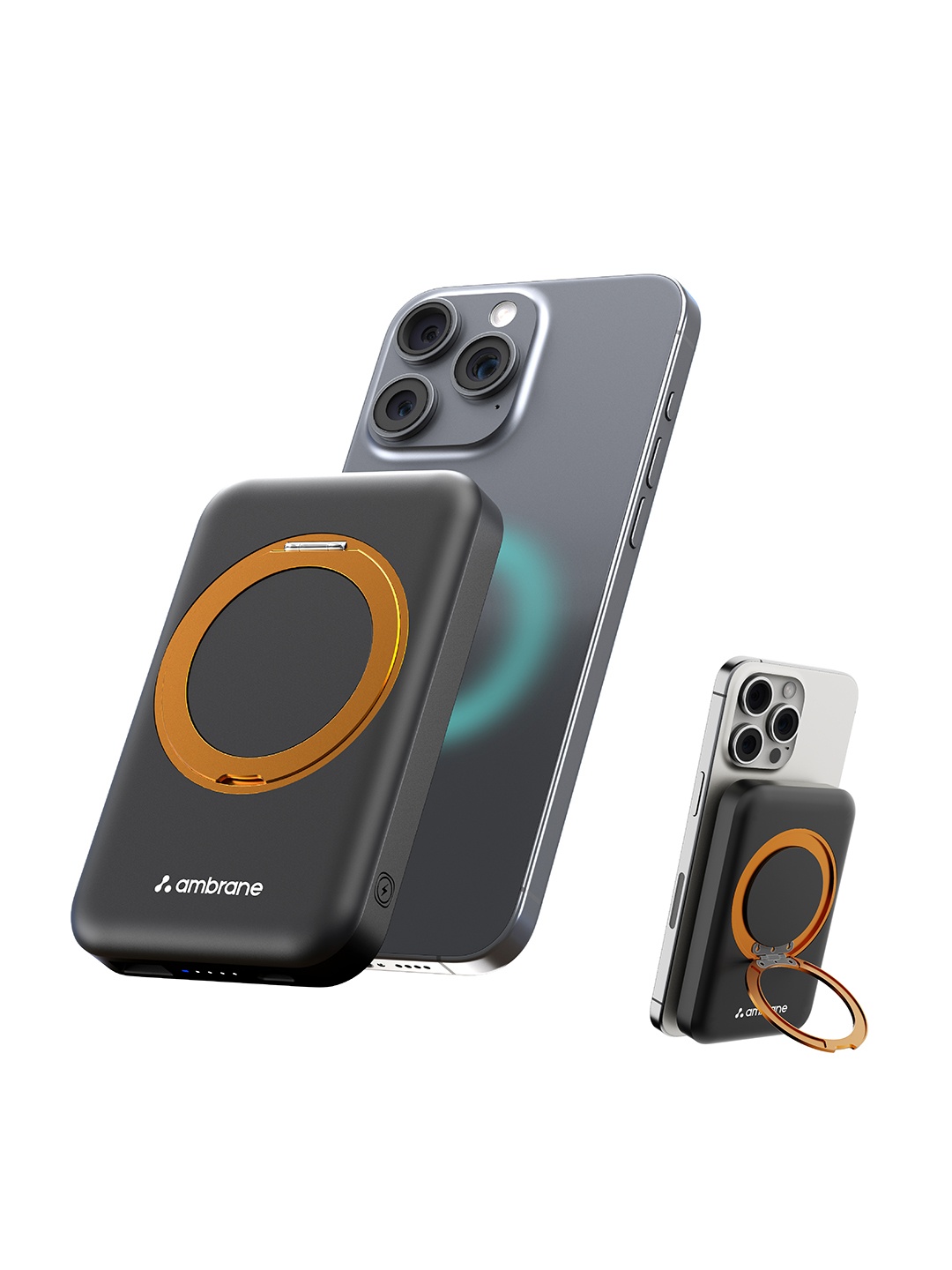 

Ambrane 10000mAh MagSafe Wireless Power Bank 22.5W for iPhone 12+ & Android, Black