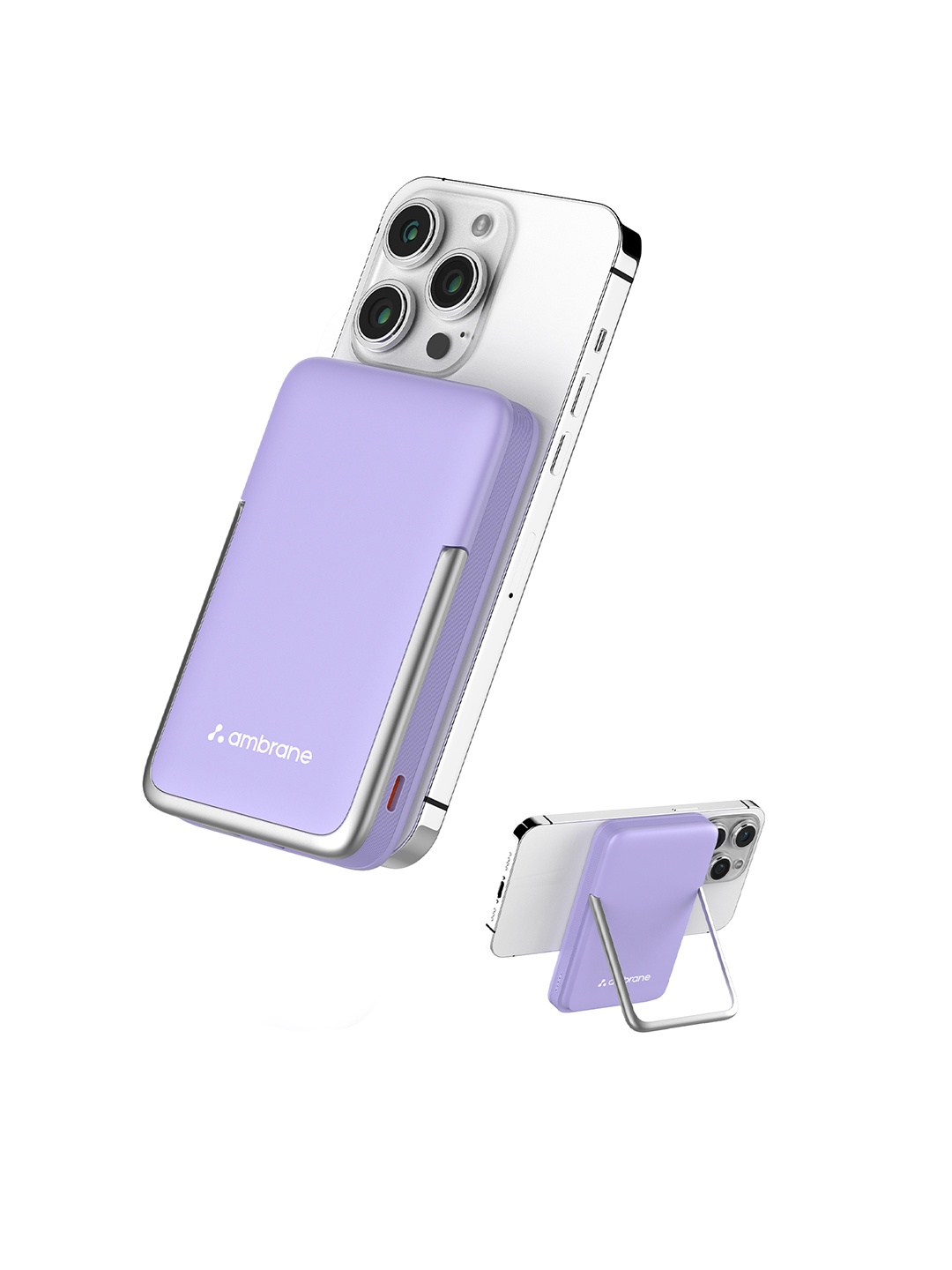 

Ambrane 10000mAh MagSafe Powerbank 22.5W Wired for iPhone 12+ $& Android, Purple