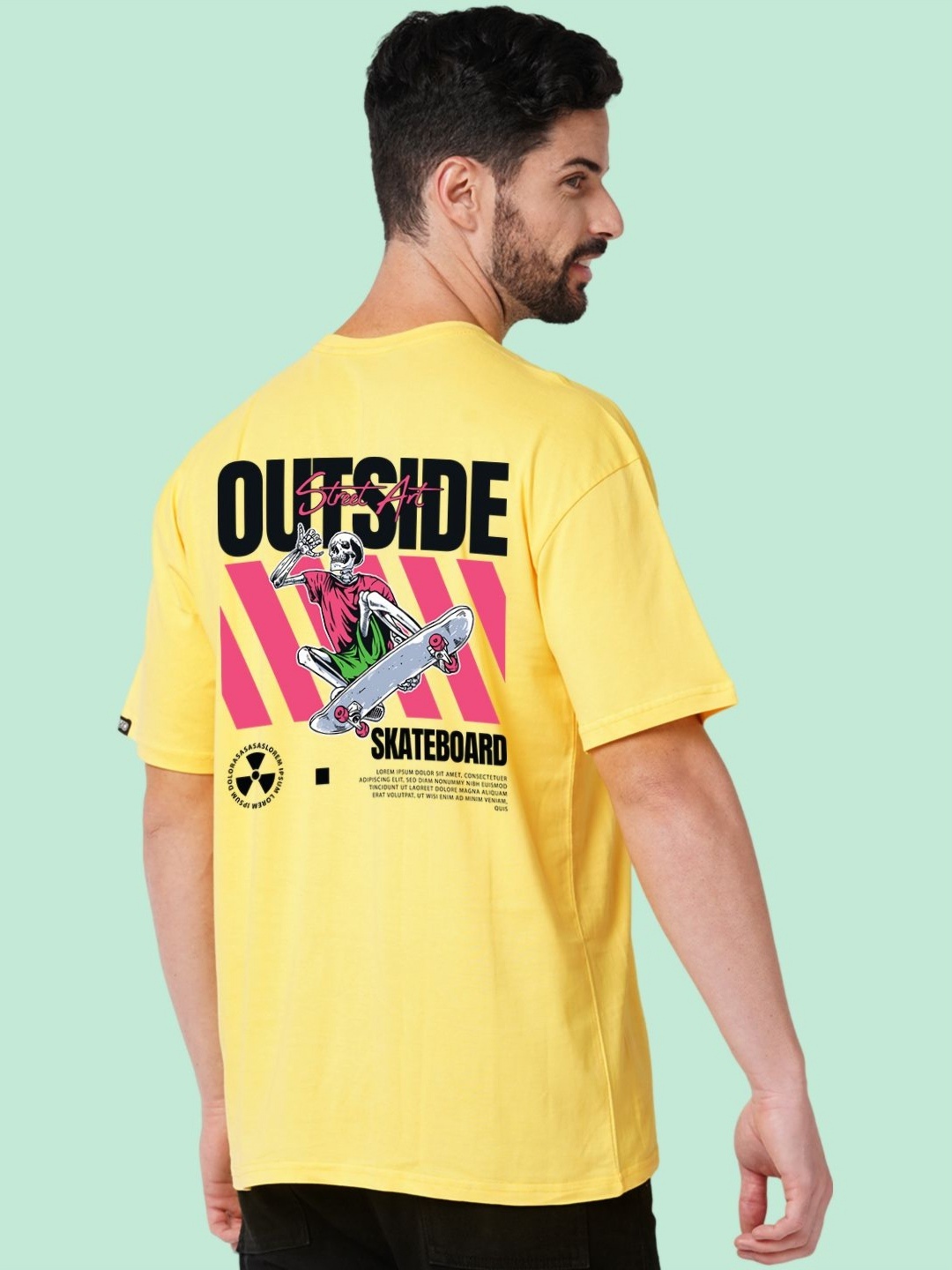 

Wear Your Opinion Men Graphic Printed Round Neck Cotton Oversized T-shirt, Yellow