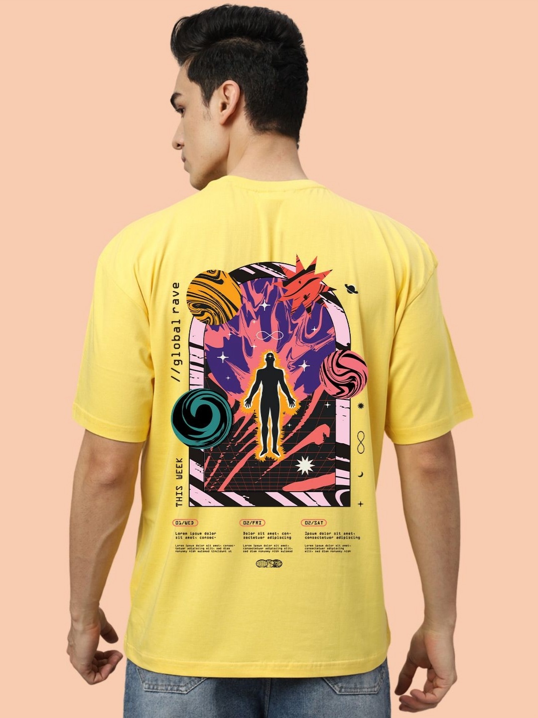 

Wear Your Opinion Men Graphic Printed Round Neck Cotton Oversized T-shirt, Yellow