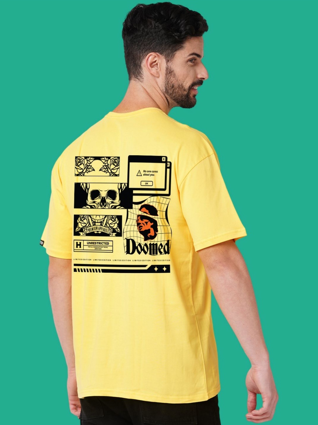 

Wear Your Opinion Men Graphic Printed Round Neck Cotton Oversized T-shirt, Yellow