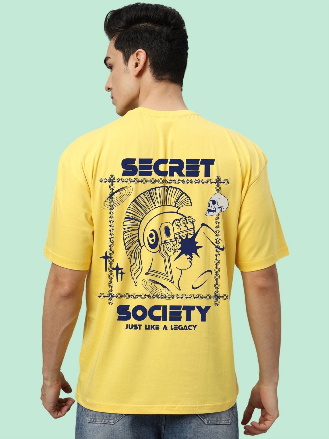 

Wear Your Opinion Men Graphic Printed Round Neck Cotton Oversized T-shirt, Yellow