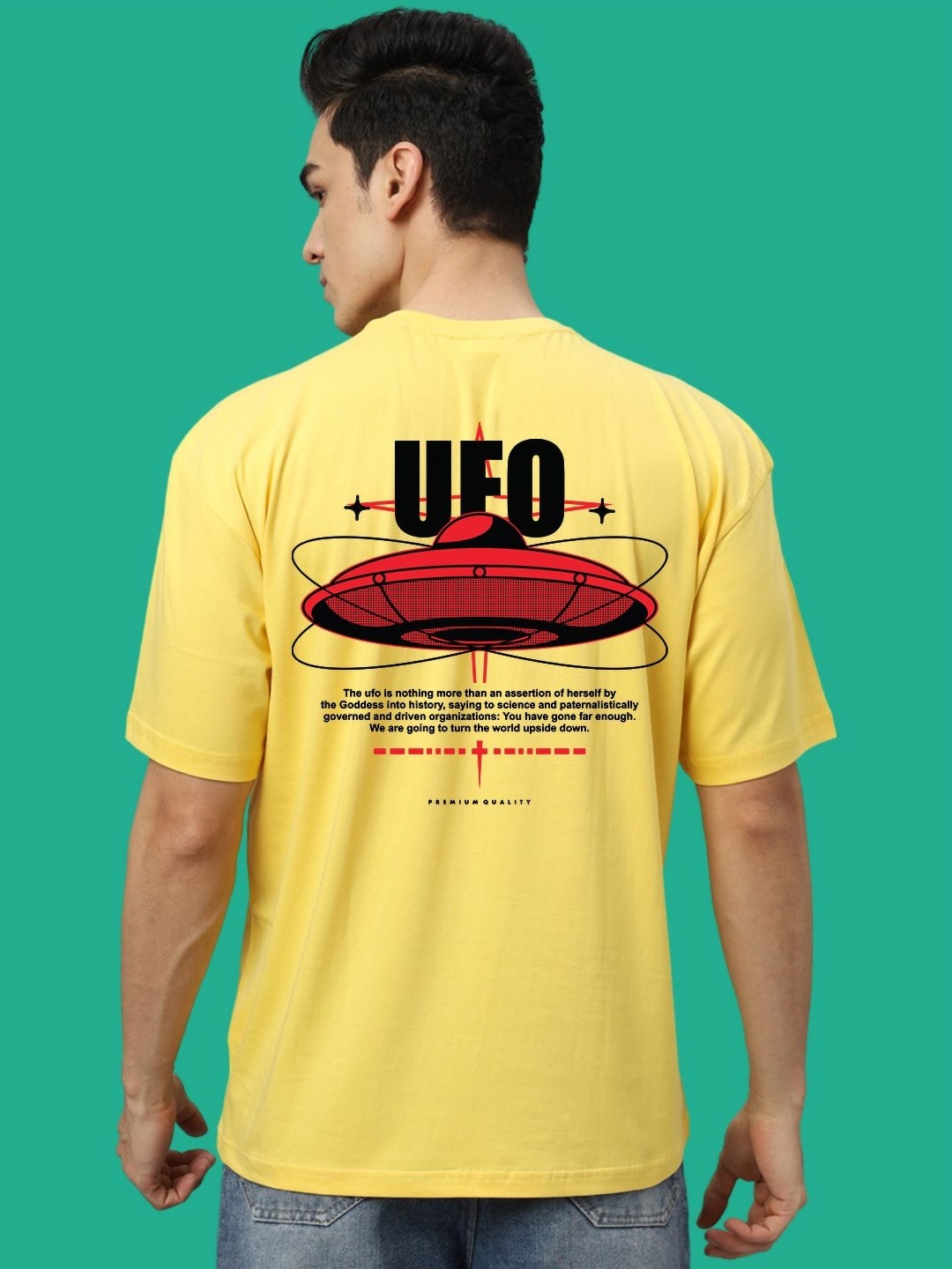 

Wear Your Opinion Men Graphic Printed Round Neck Cotton Oversized T-shirt, Yellow