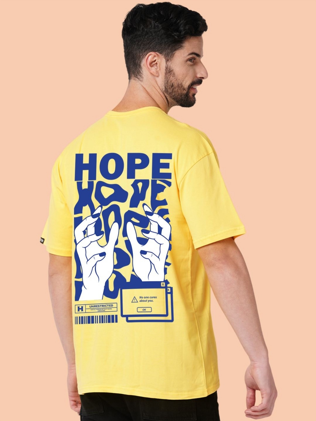 

Wear Your Opinion Men Graphic Printed Round Neck Cotton Oversized T-shirt, Yellow