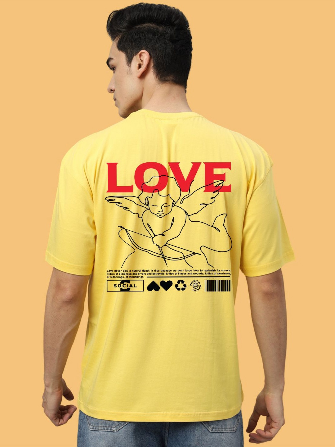 

Wear Your Opinion Men Graphic Printed Round Neck Cotton Oversized T-shirt, Yellow