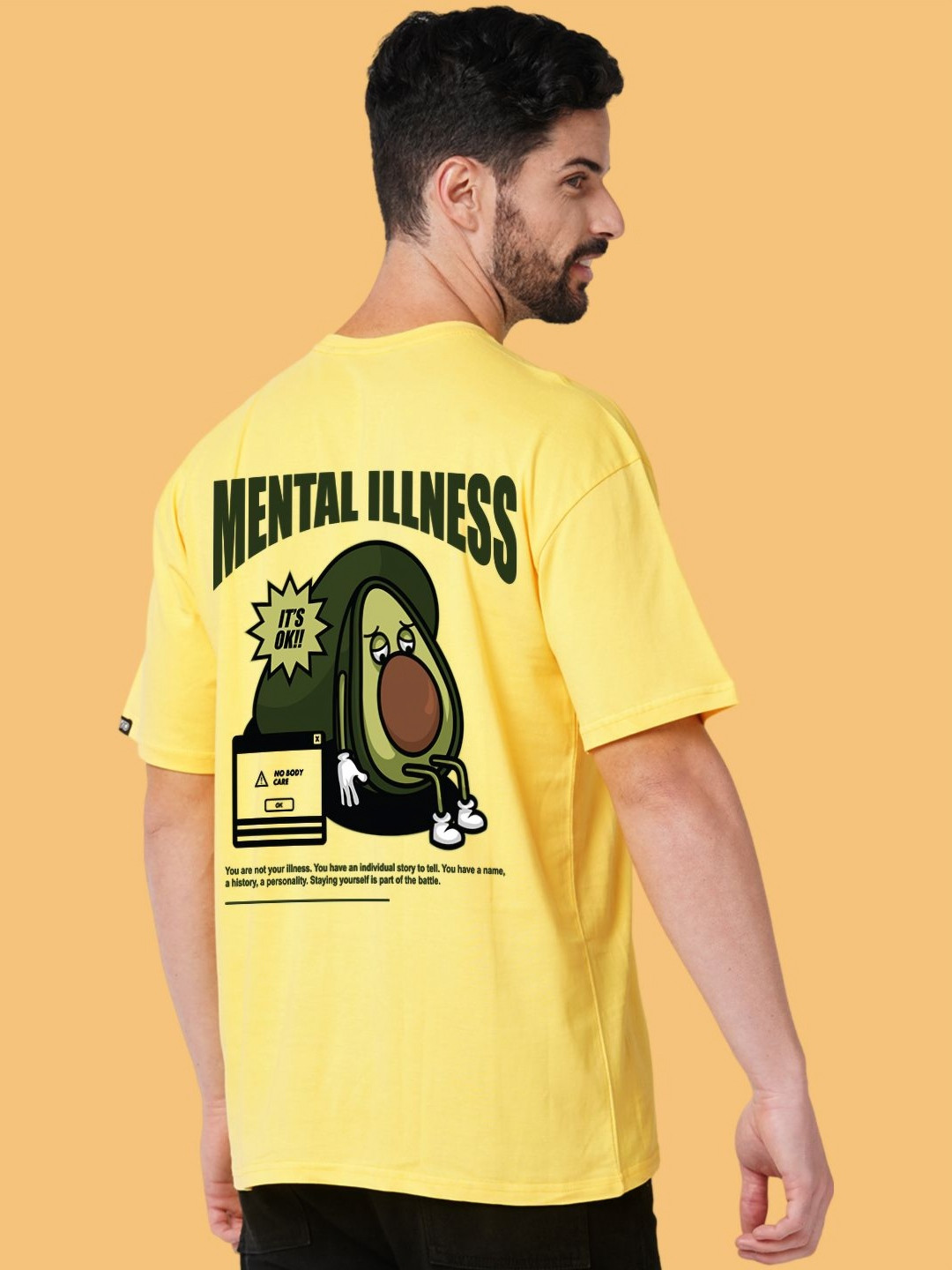 

Wear Your Opinion Men Graphic Printed Round Neck Cotton Oversized T-shirt, Yellow