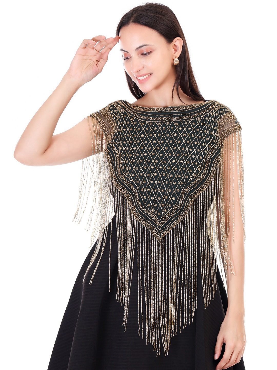

JAITRA APPARELS Net Longline Top, Green