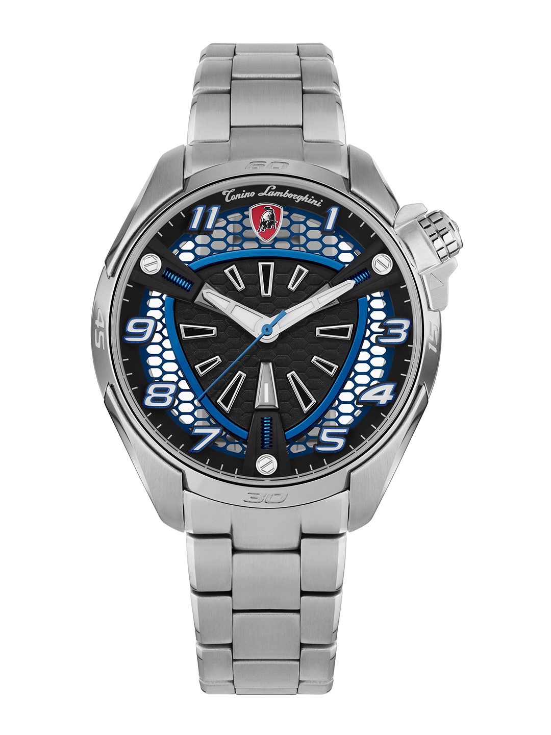 

Tonino Lamborghini SHOCK ABS Quartz Men Analogue Watch TLABSB-SS-B, Silver