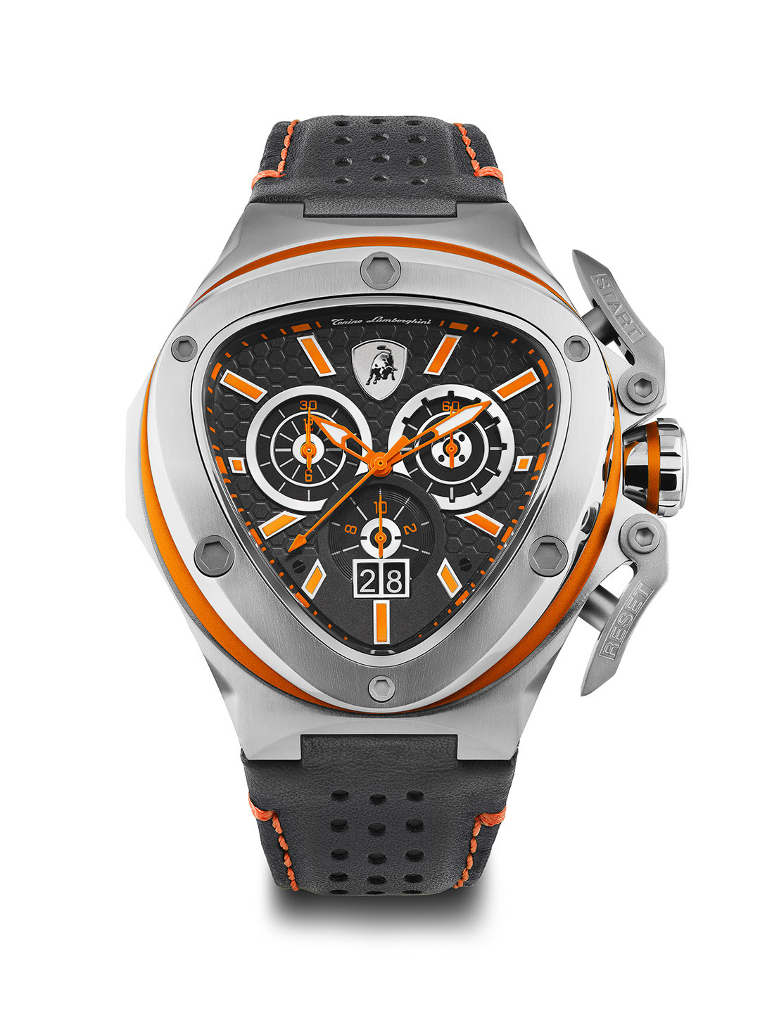 

Tonino Lamborghini Men Dial & Leather Straps Analogue Chronograph Watch TL9XB-SS, Black