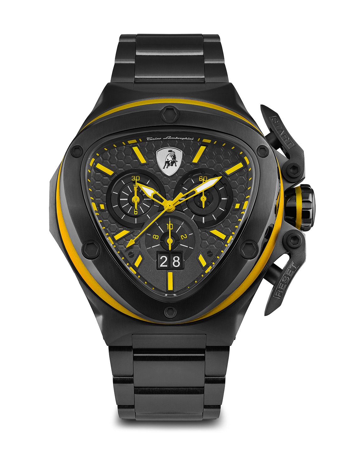 

Tonino Lamborghini Men Dial & Stainless Steel Bracelet Style Straps Analogue Chronograph Watch TL9XE-B, Black