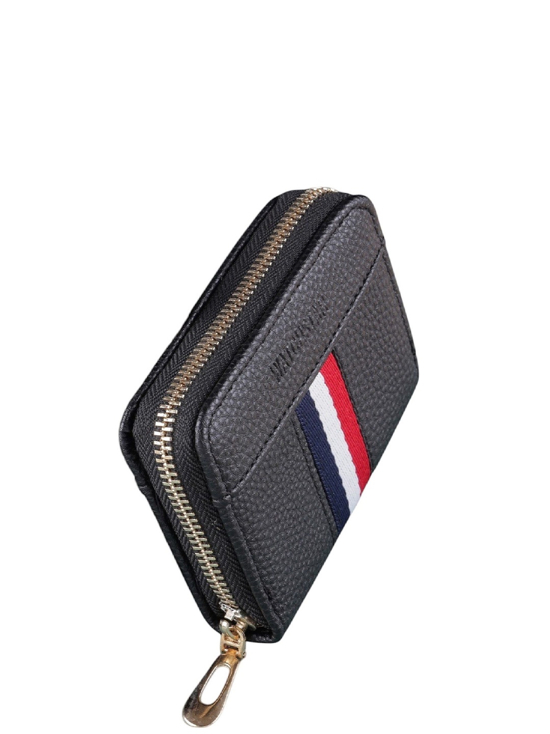 

WATCHSTAR Men Textured Zip Detail Leather Card Holder, Black