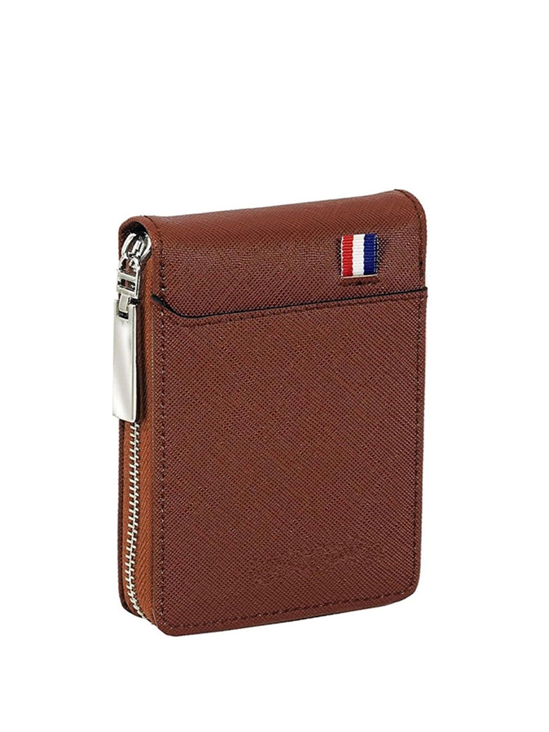 

WATCHSTAR Men Zip Detail Leather Card Holder, Tan