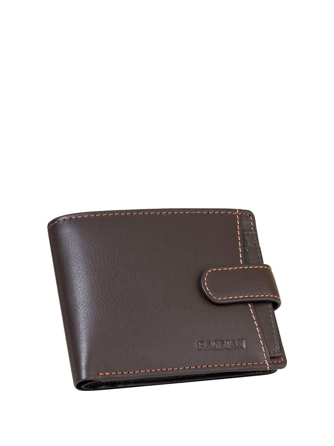 

BAGMAN Men Leather Two Fold Wallet, Brown