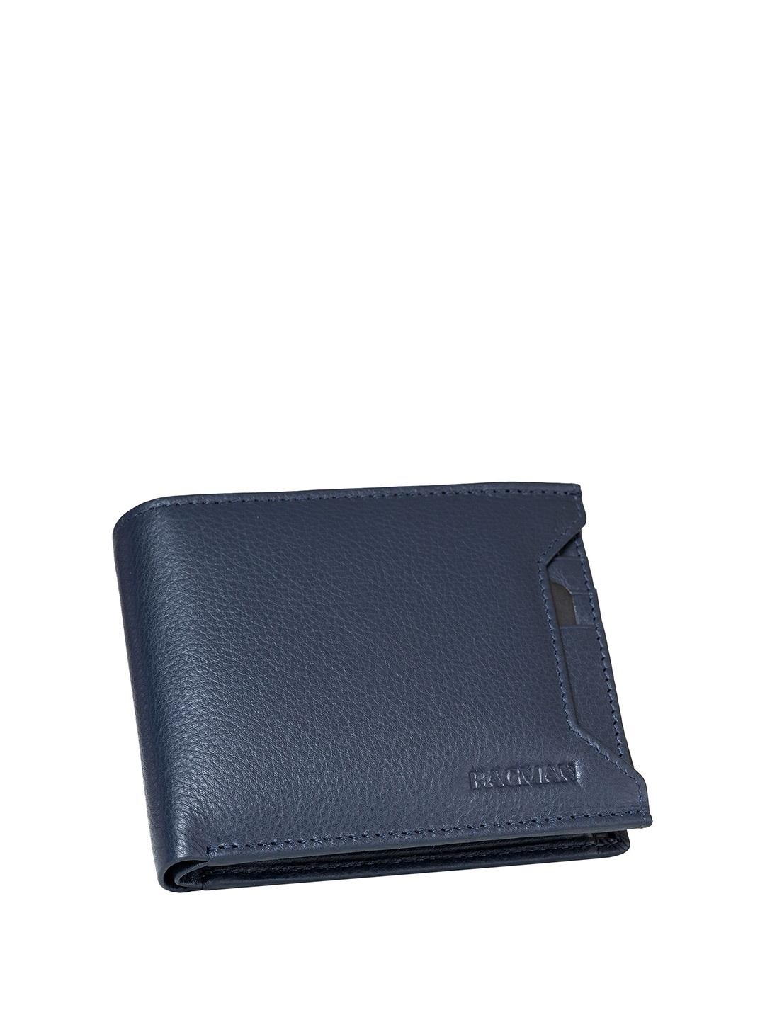 

BAGMAN Men Leather Two Fold Wallet, Blue