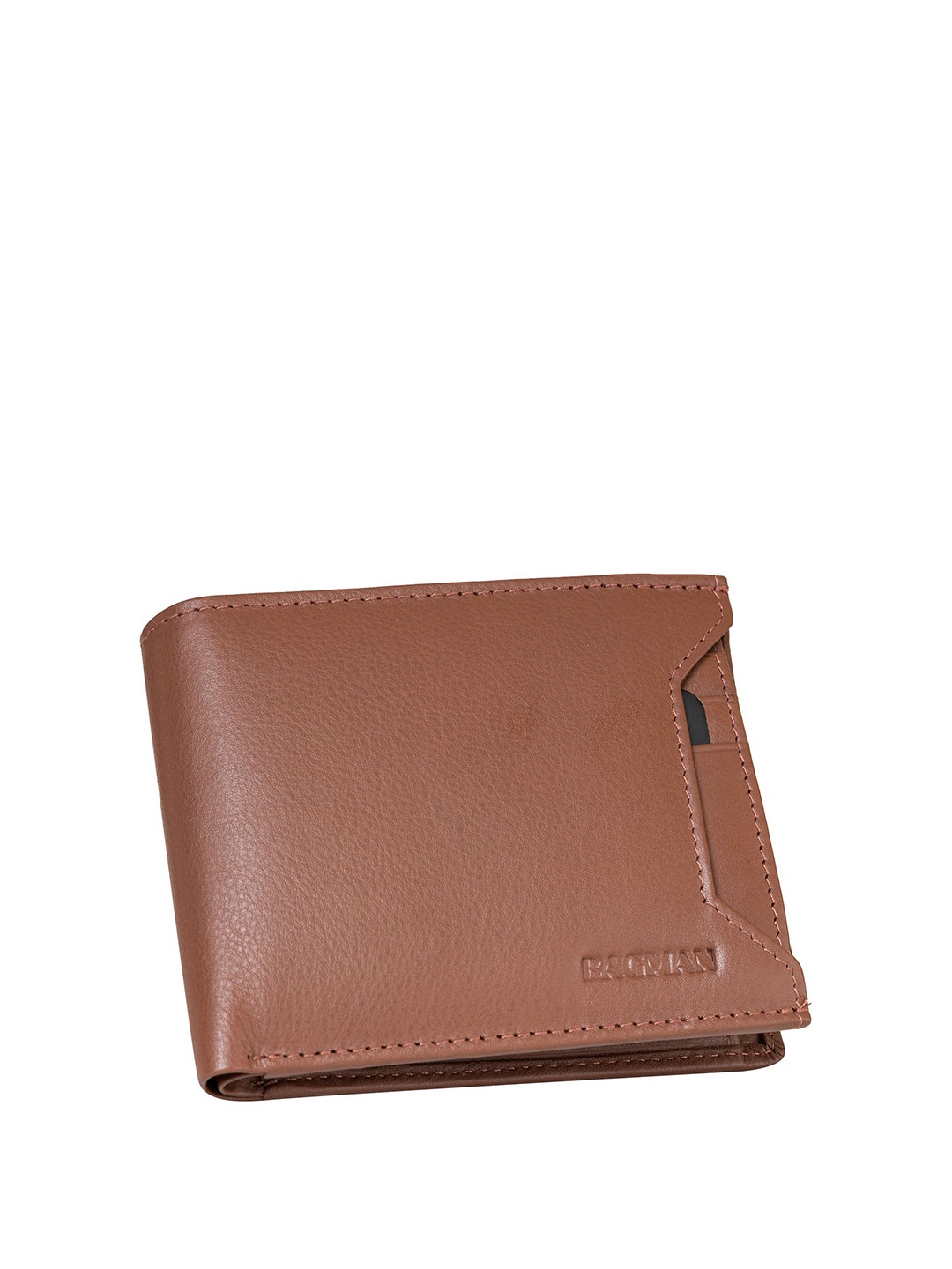 

BAGMAN Men Leather Two Fold Wallet, Tan