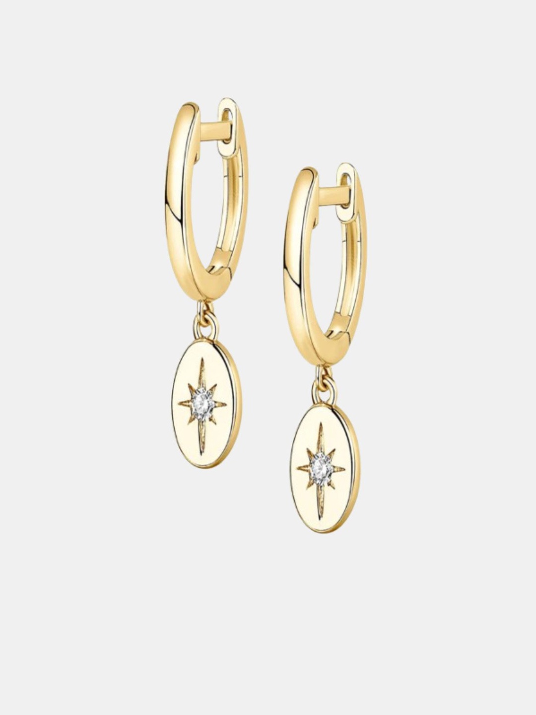 

AQUASTREET 14K Gold-Plated Antitarnish Star Drops Lightweight Hoops Earrings