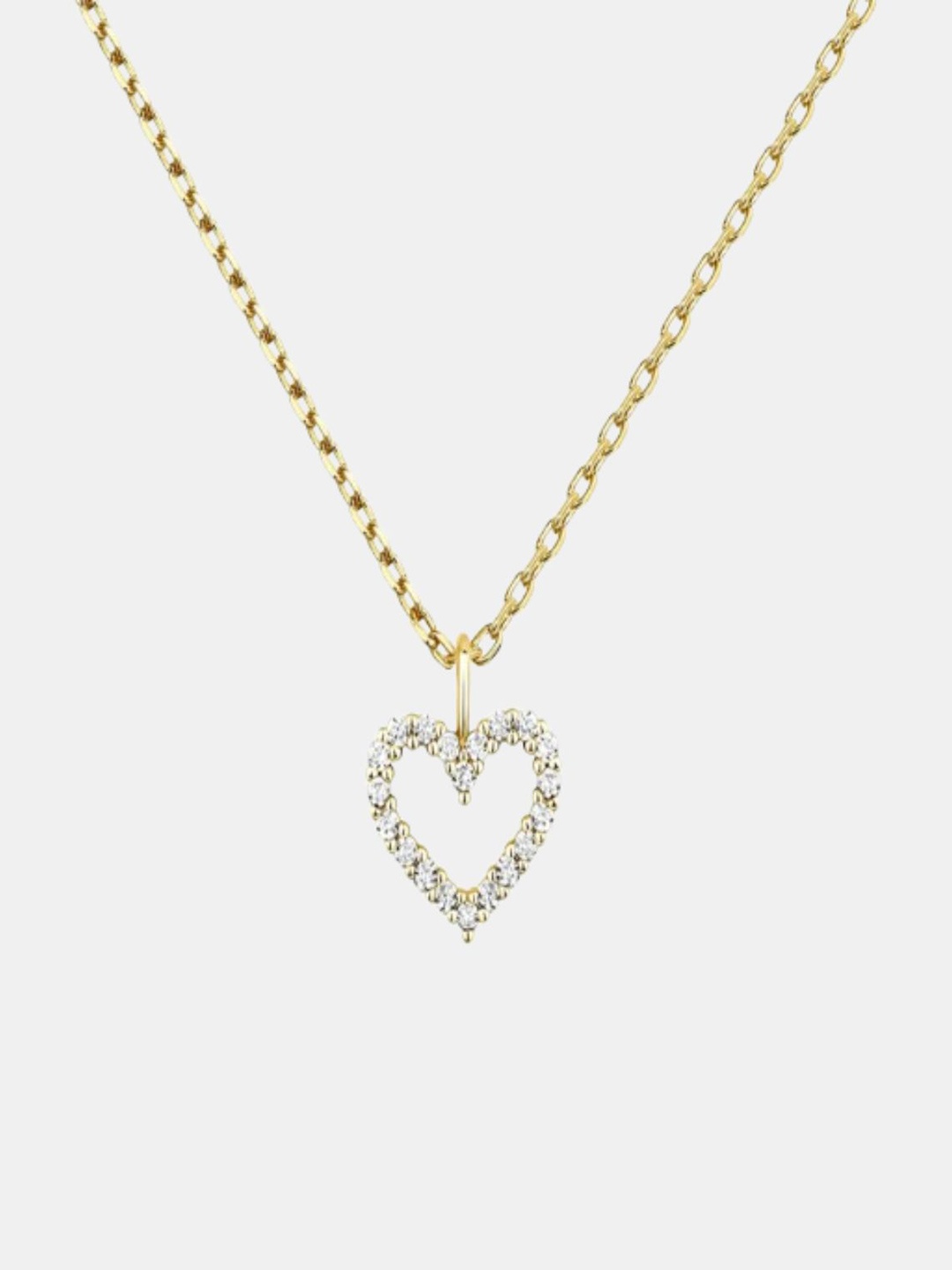 

AQUASTREET 14K Gold-Plated Antitarnish Zircon Stones Heart Pendant Necklace