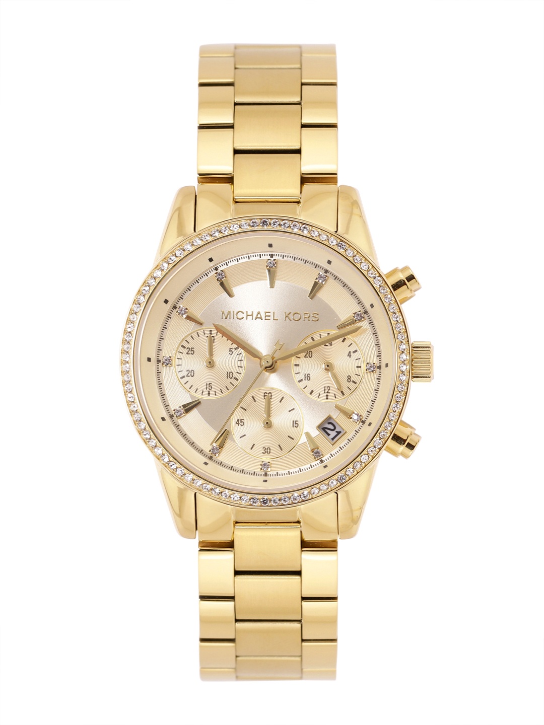 

Michael Kors Women Ritz Analogue Chronograph Watch MK6356I, Gold
